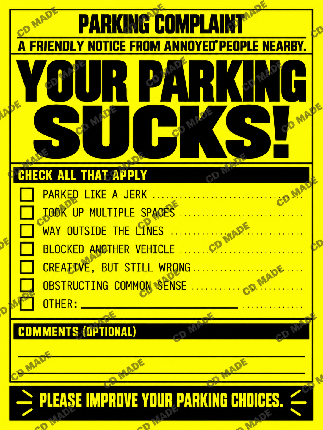 Your Parking Sucks- Parking Complaint Sticker Pack